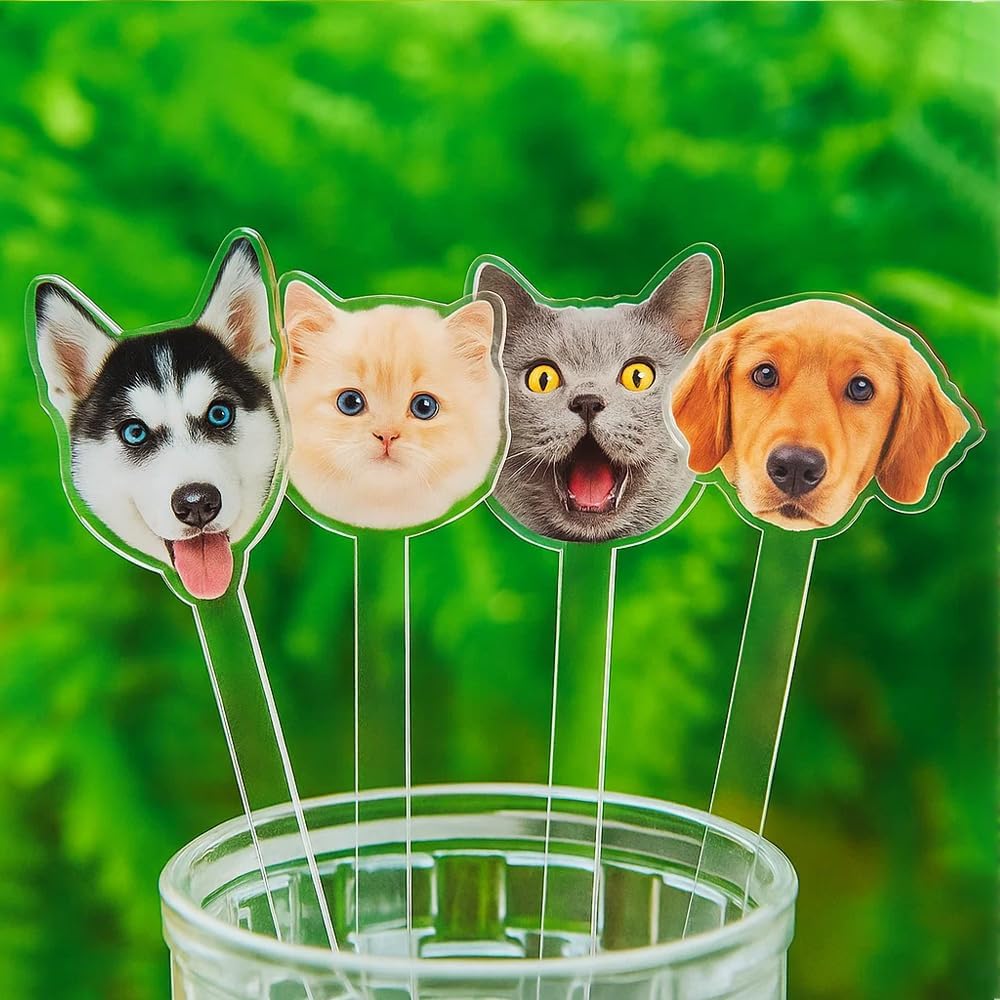 Personalized 50 pcs Wedding Pet Stir Sticks, Custom Double-Sided Dog Cat Stir Sticks, Wedding