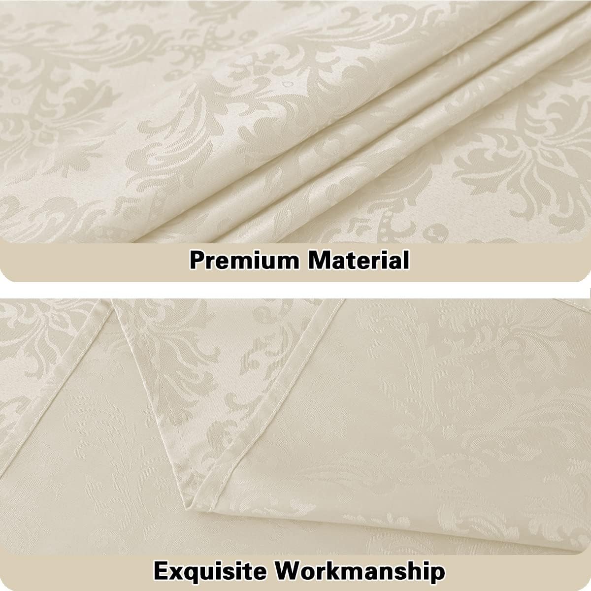 SASTYBALE Jacquard Tablecloth Rectangle 52 x 70 Inch Beige, Spill Proof Wrinkle Free Damask Table