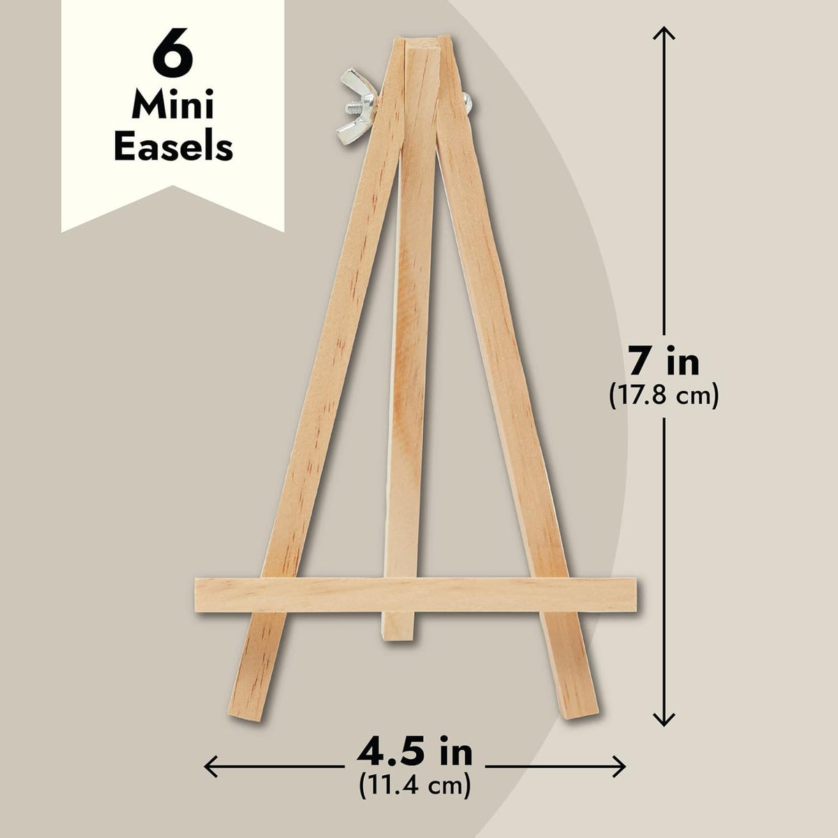 Juvale Mini Easel Stand - 7 in, Light Brown Lotus Wood, 6-Pack - Table & Desktop Display Stand