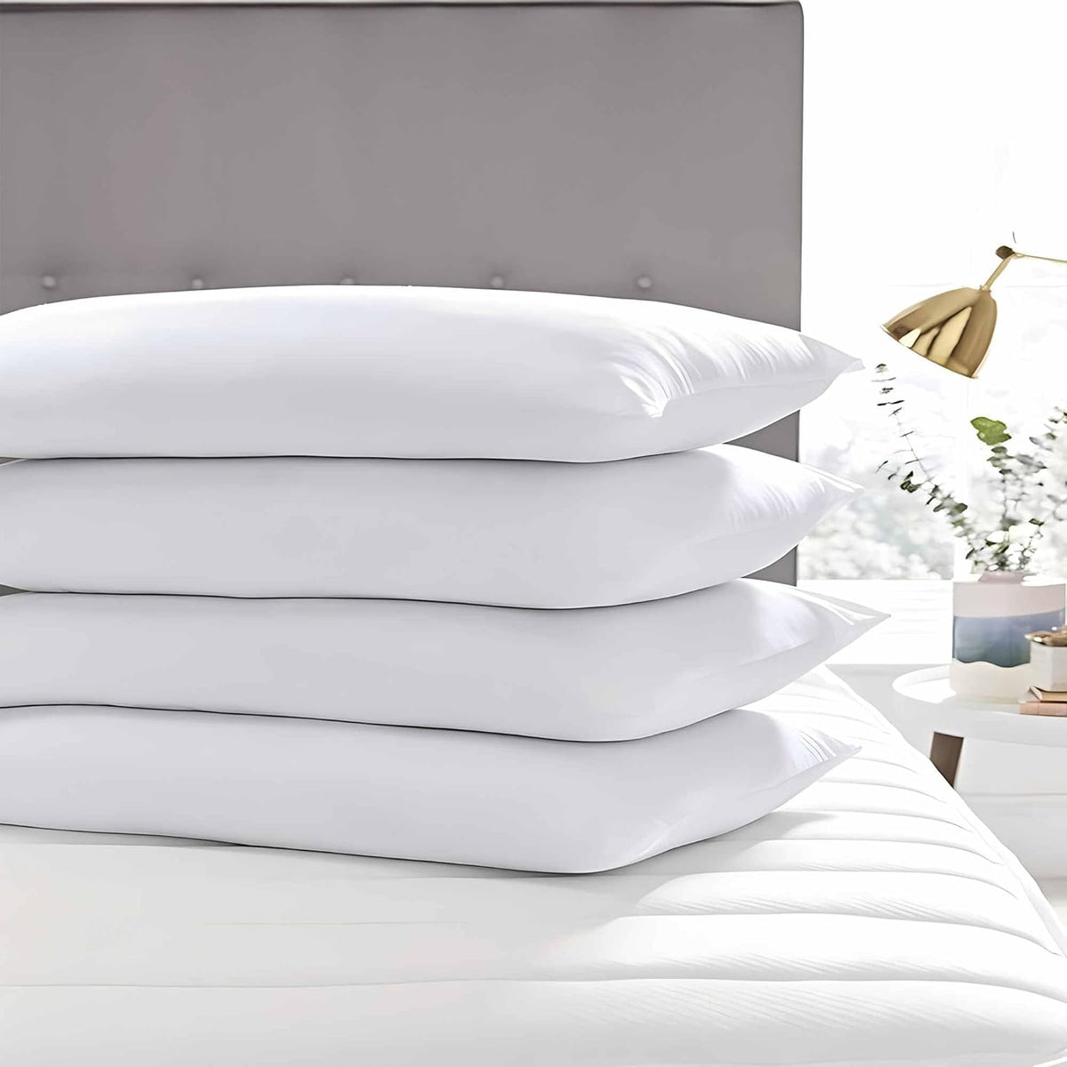 Ultra Thin Flat Soft Bed Pillows Queen Size Set of 2 Pack for Sleeping 20"x30", Hypoallergenic Skin