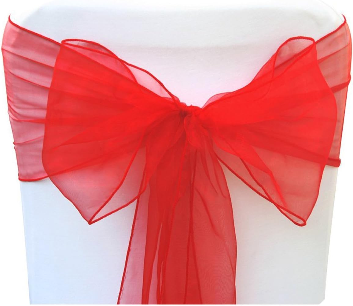 Organza Chair Bow Sash Décor Bows Sashes for Wedding Reception Events Banquets Decoration - (Pack
