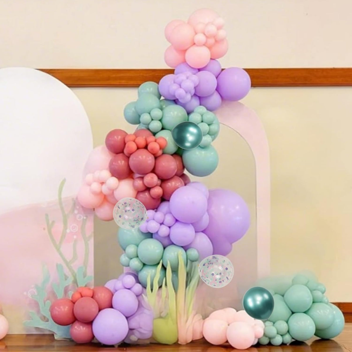 Pink Purple Green Balloons for Mermaid Magic Birthday Party Decorations Under The Sea 60PCS 12INCH