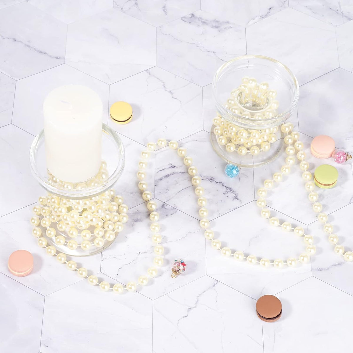 Faux Ivory Pearl Garlands - 10mm Christmas Tree Beads - 11 Yards Strands - Wedding/Christmas