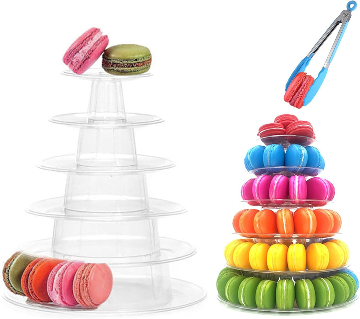 6 Tiers Round Macaron Tower Stand Plastic Cake Stand Macaron Display Rack Desserts Cupcake Holder