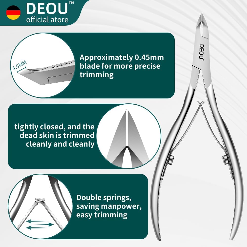 DEOU professional cuticle scissors, salon manicure tools, stainless steel eyelash trimmer