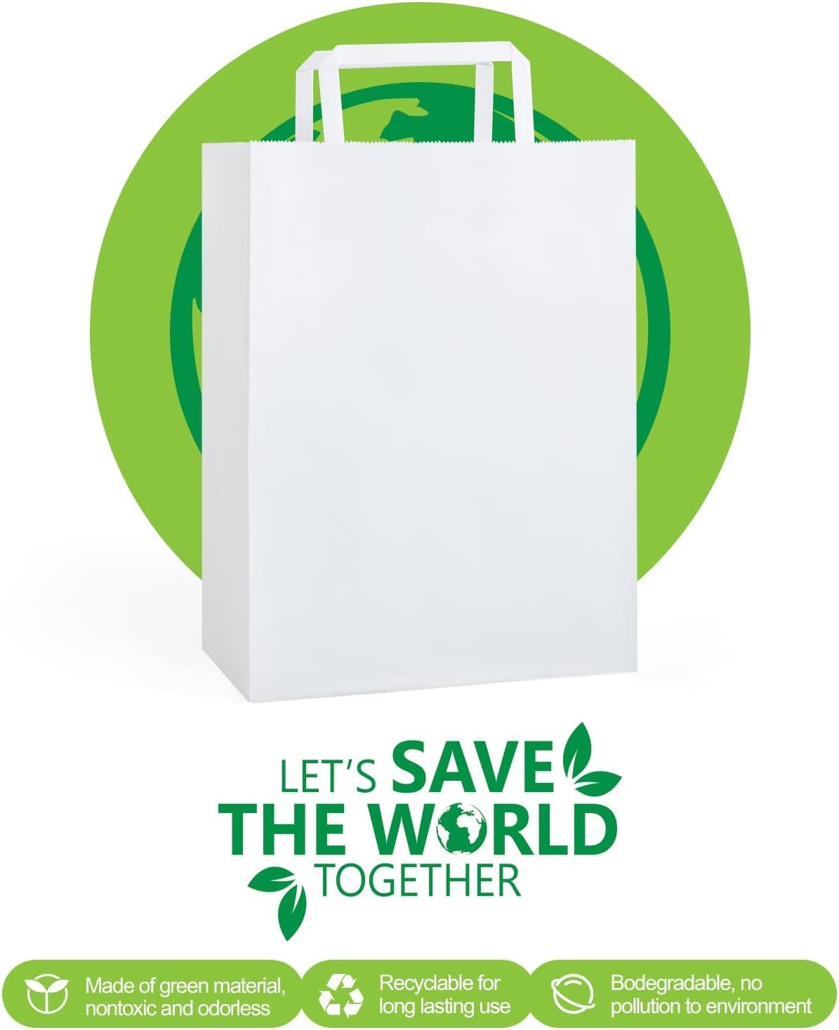 GSSUSA Paper Bags with Handles 10"X5"X13" Gift Bags Medium Size 200 Pack Kraft Paper Bag for Retail