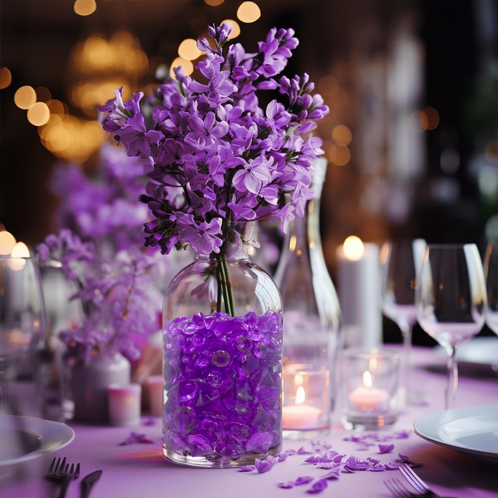 HappyFiller Fall Thanksgiving Decoration 720 Pcs Purple Acrylic Diamonds Gems,Wedding Diamond