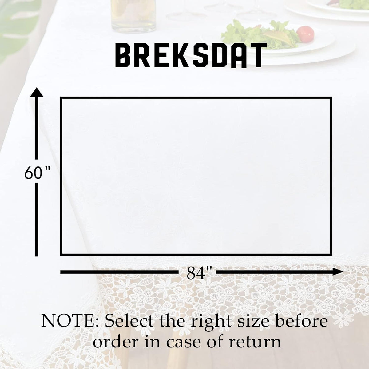 White lace Premium Rectangle Farmhouse Tablecloth Waterproof OilProof SpillProof AntiShrink Soft