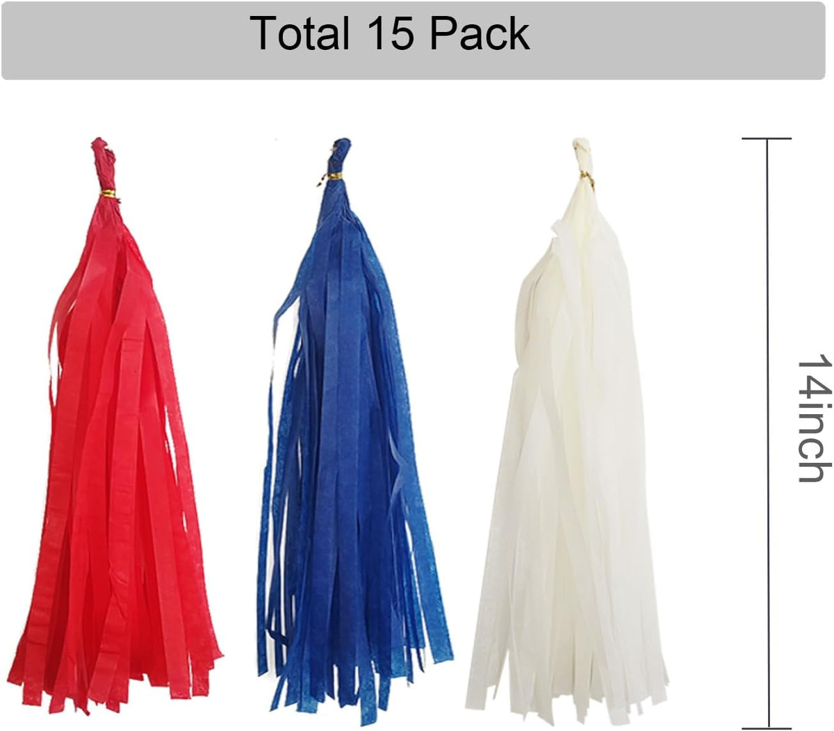 GAKA Red Blue and White Tissue Paper Tassel,Paper Tassel Garland Banner for Patriotic Party Decor