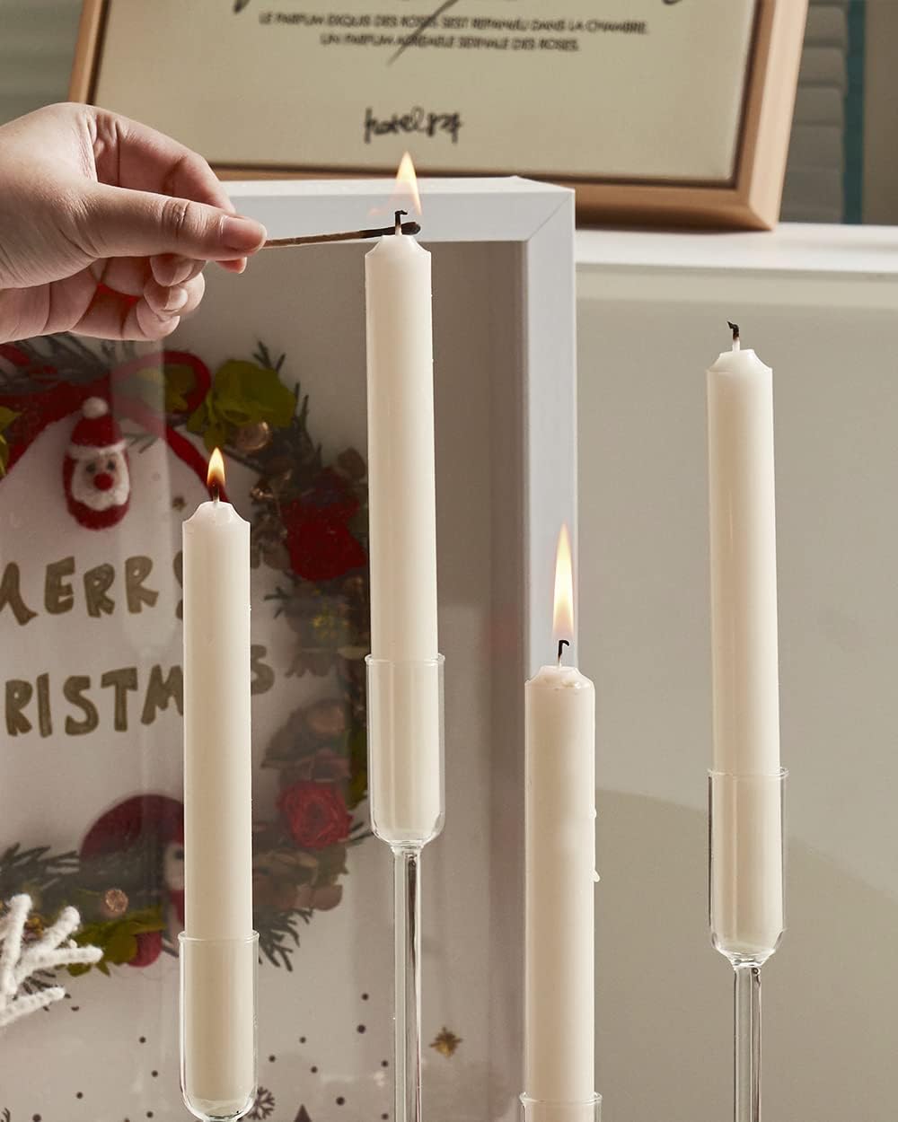 Candle Holder, Glass Taper Candle Tall Candlestick Holder, 4 Different Heights, for Table