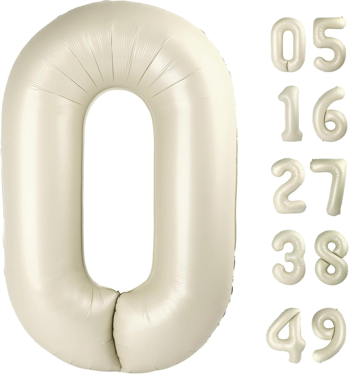 Cream White 0 Number Balloon 40 Inch, 0 Decorations for 10 20 30 40 50 60 70 80 90 100Birthday