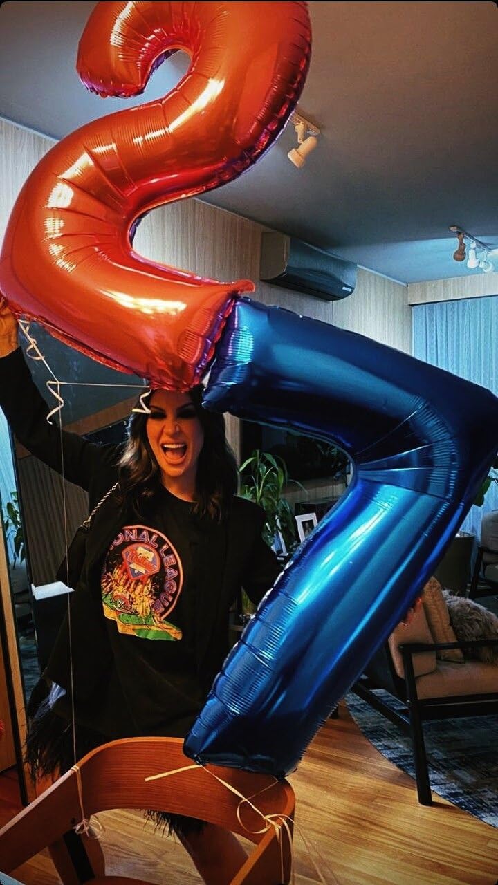 Digital Number 7 Night Blue Birthday Balloon 40 Inch, Foil Balloons for 7 17 27 70 77 Party