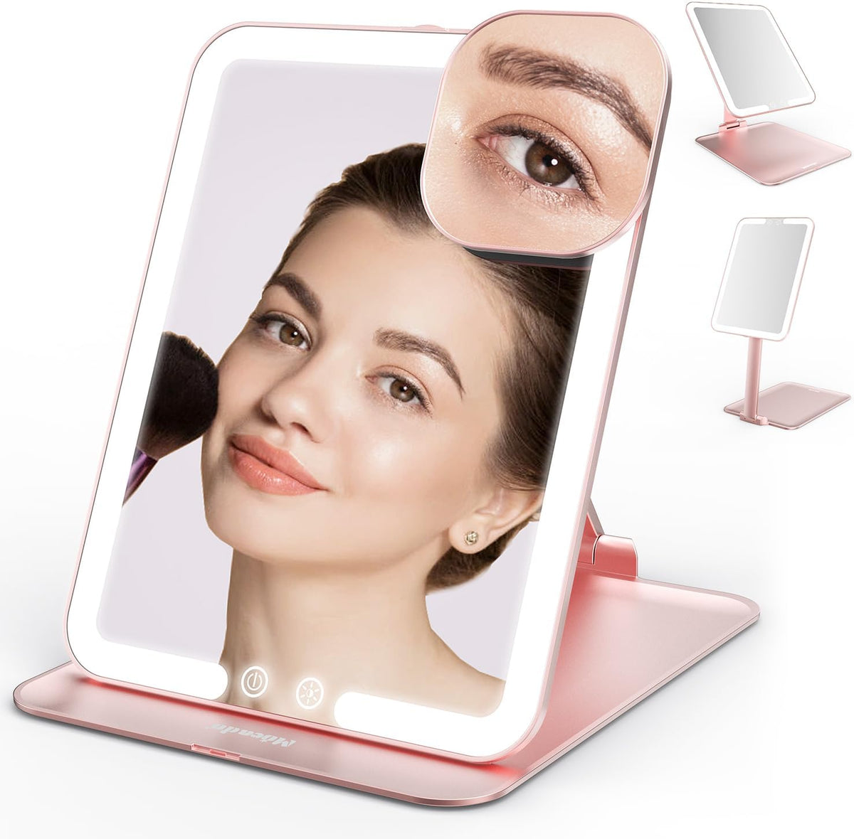 Mocado Travel Makeup Mirror with Light, Tripple Folding Vanity Mirror with Lights, 3 Colors Lighted