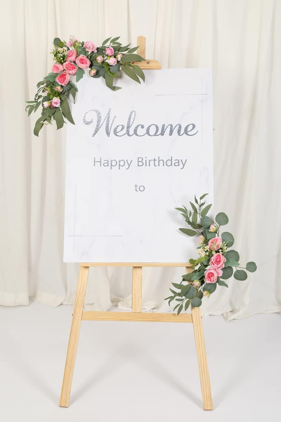 H&W 2pcs Artificial Wedding Arch Flowers for Wedding Sign, Floral Swag Dusty Decor for Reception