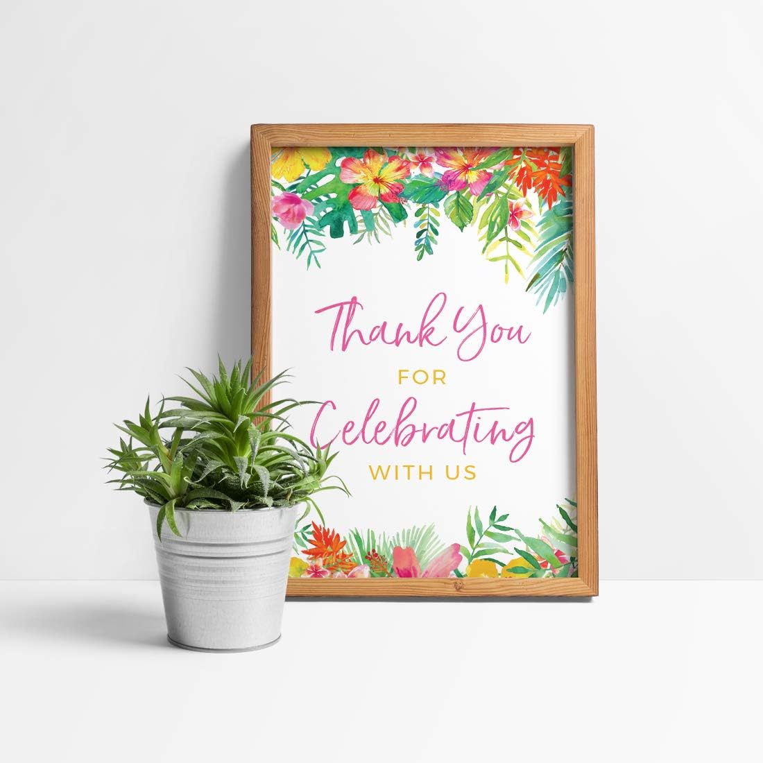 Andaz Press Extra Large Wedding Easel Board Party Sign, 12x18-inch, Tropical Leaves Plants Flowers
