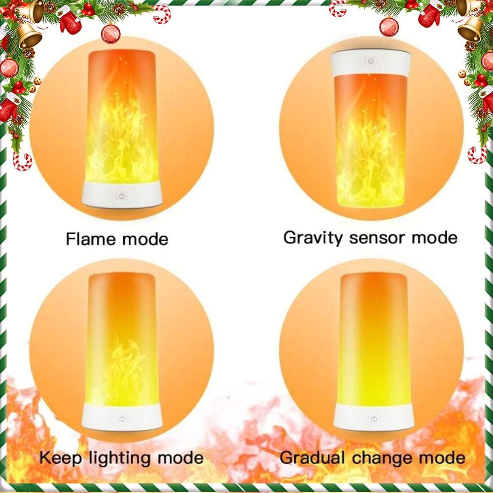 LED Flame Lights with Remote Timer, Flame Lamp 4 Modes USB Rechargeable Fire Lights Indoor Campfire