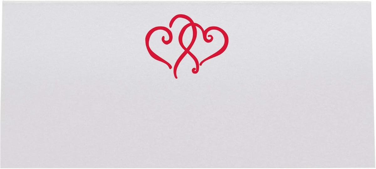 Linked Hearts Place Cards, Ruby Red (Choose Color), Set of 150, Pre-cut and Scored - Wedding