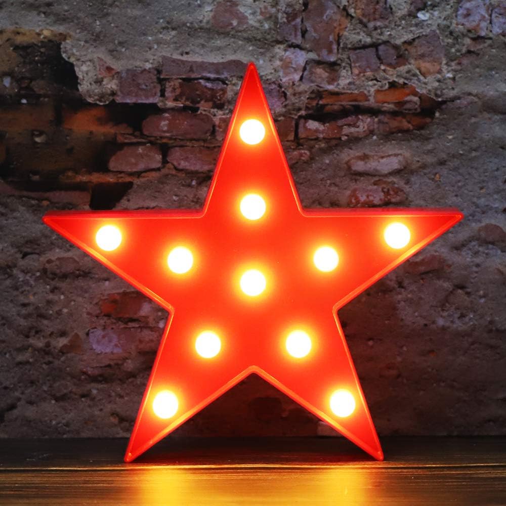 LED Marquee Star Signs Night Lights, Battery Operated Star Shaped Desk Table Lamp for Kids, Baby