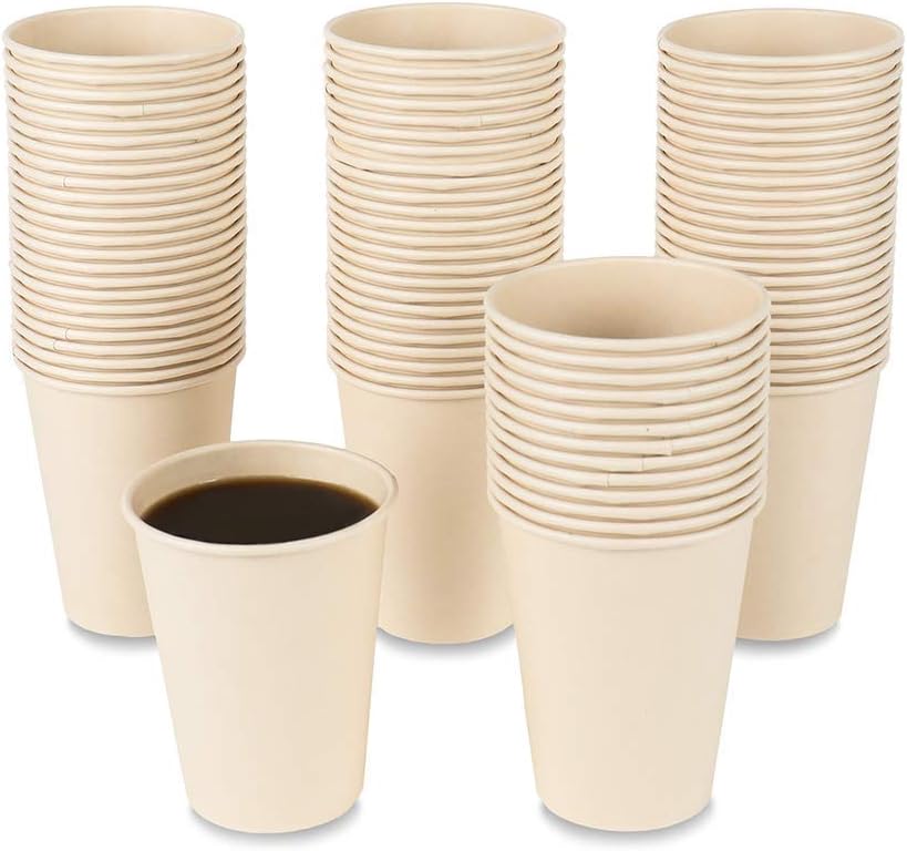 160 Count 15 oz Disposable Coffee Cups Paper Cups, Plant Fiber Cups Brown Hot Cups Hot Tea hot