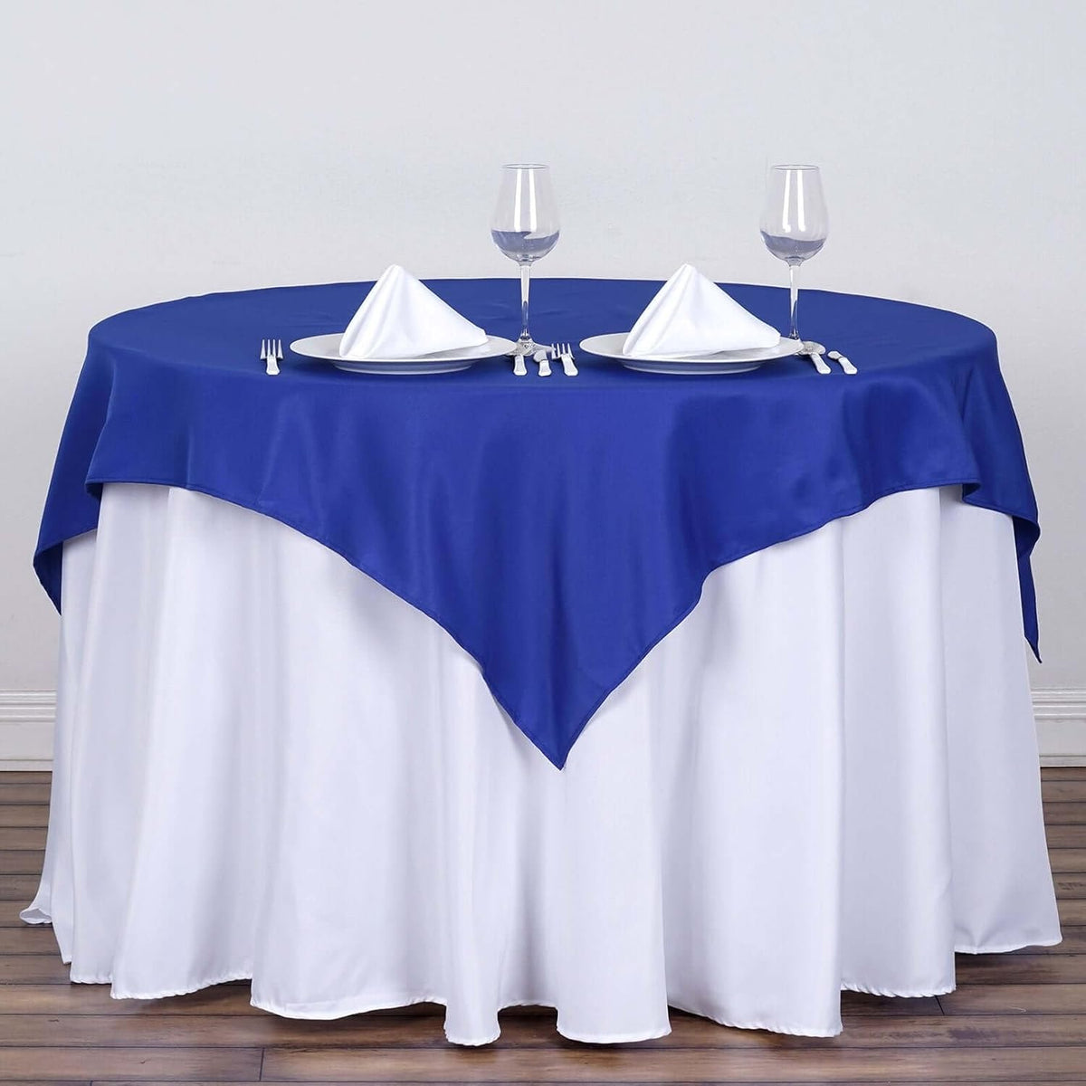 Efavormart 54x54 Royal Blue Wholesale Linens Seamless Polyester Square Linen Tablecloth for Wedding