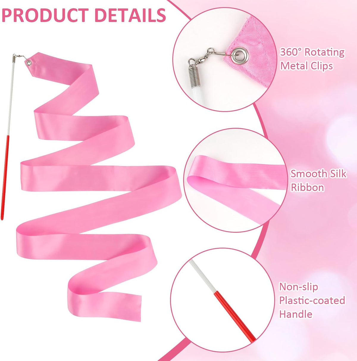 12 Pack Dance Ribbons for Kids, Dance Class, Birthday Party, Gymnastics, Princess Party Favors