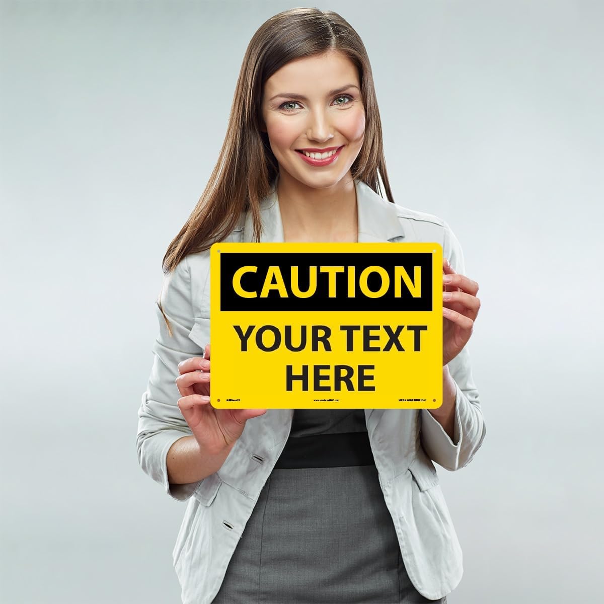 Custom OSHA Style Caution Sign 10" x 14" Aluminum Sign, Customizable "Your Text Here", by