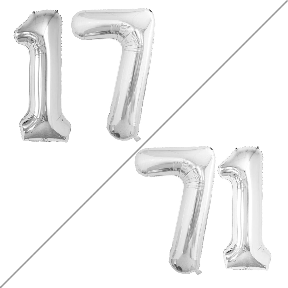 GOER Number 17 Balloons for 17th Birthday Sweet 17 Party Decorations,42 Inch Jumbo Foil Helium 71