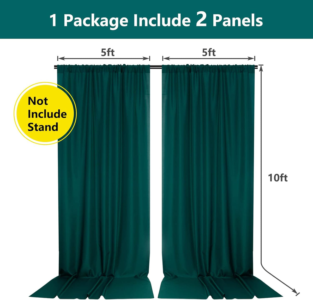 MYSKY HOME 10ft x 10ft Curtains Hunter Green Backdrop Curtains for Parties Wedding Stage Curtains