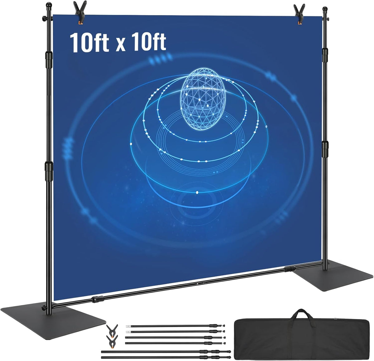 VEVOR 10ft x10ft Pipe and Drape Kit, Heavy Duty Backdrop Stand with Carbon Steel Base, Adjustable
