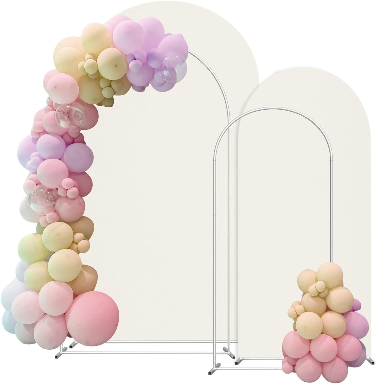 Wedding Arch Backdrop Stand and Cover Set(7.3FT,6FT)Set of 2,Metal Balloon Arch Stand Frame for