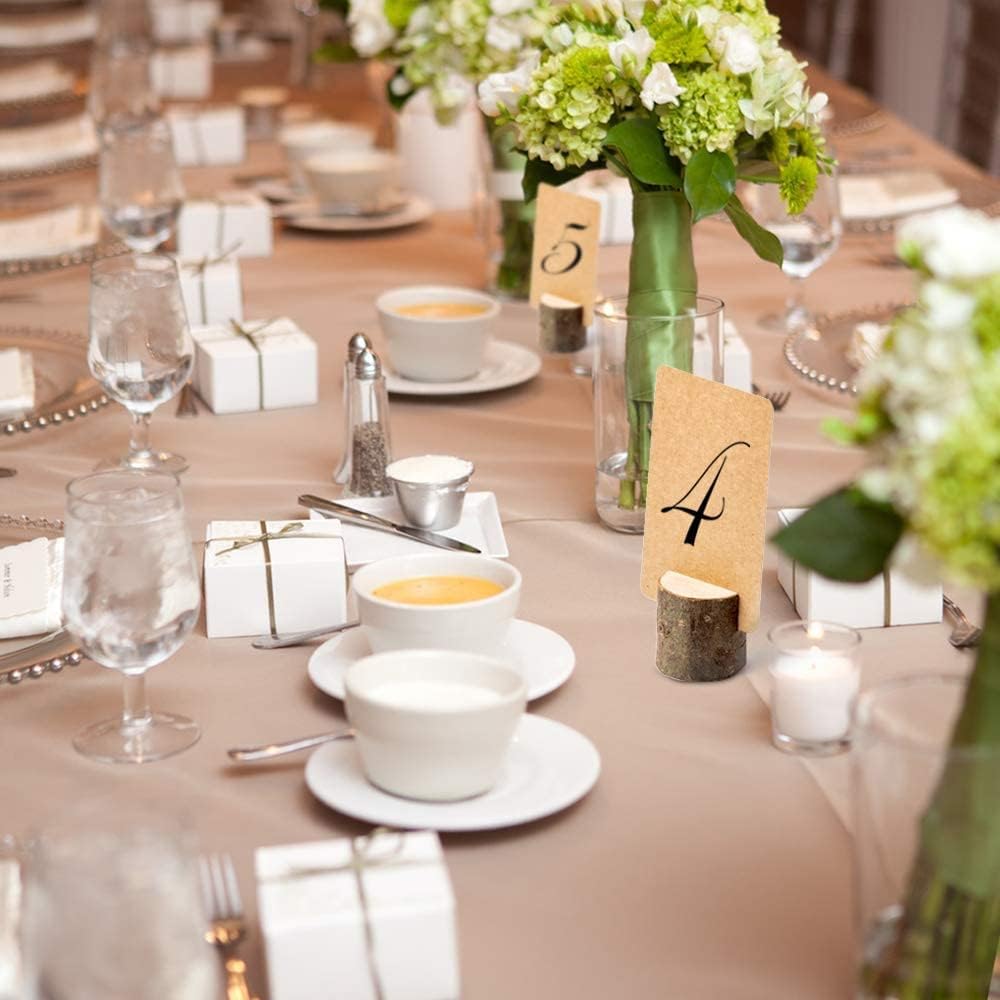 10Pcs Wood Place Card Holder Rustic Wood Table Numbers Holder with 20Pcs Kraft Table Place Cards