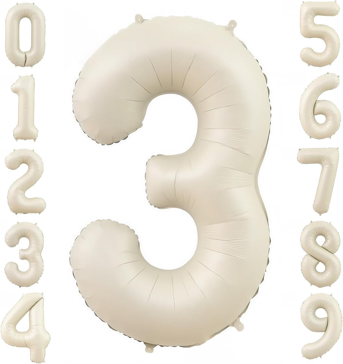 Cream 3 Balloon Number 40 Inch Cream White Number 3 Balloon Helium Mylar 3 Balloon for Birthday