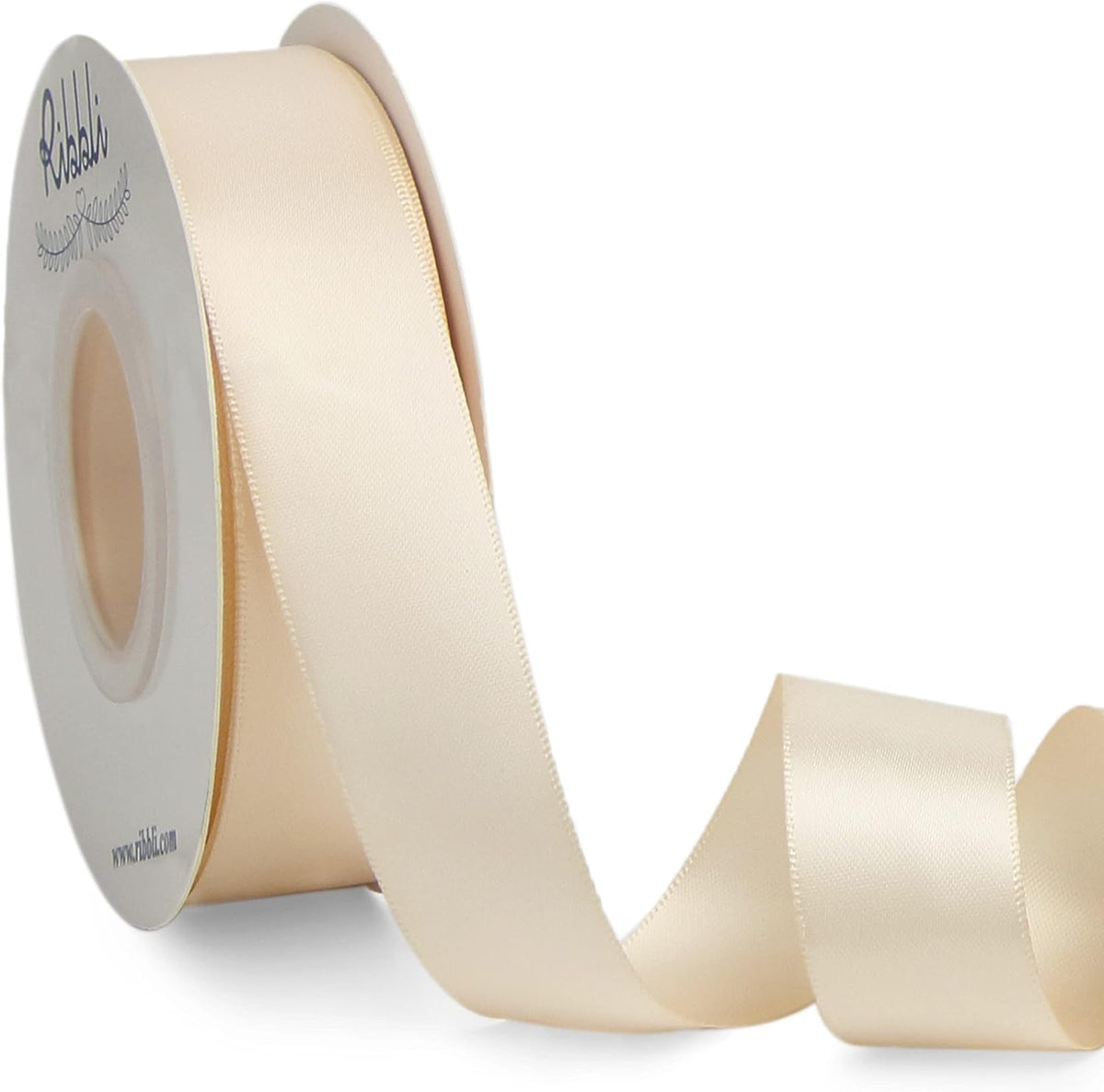 Ribbli Cream Double Faced Satin Ribbon,1” x Continuous 25 Yards,Use for Bows Bouquet,Gift