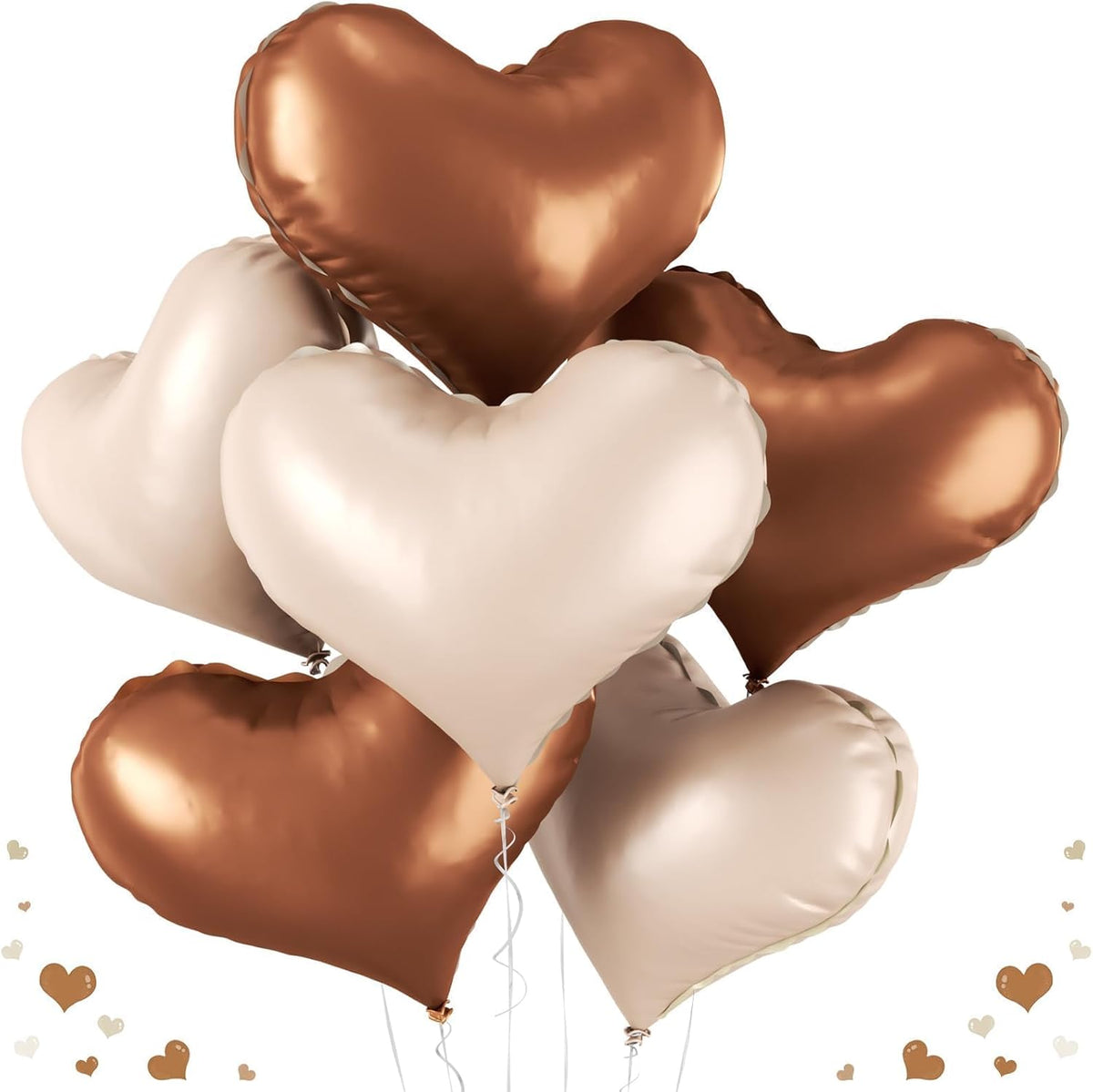 24 Inch Beige Brown Heart Balloons, Coffee Apricot Heart Shaped Foil Balloons, Boho Helium Balloon
