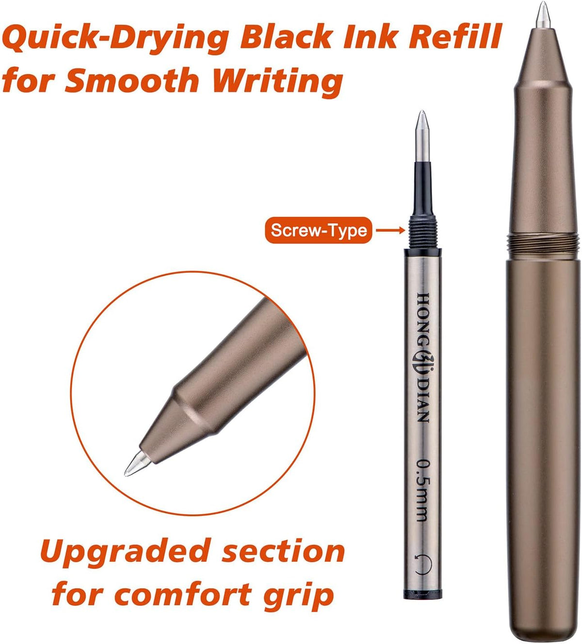 Hongdian M2 Black Forest Mini Rollerball Pen, Fine Point 0.5mm, Sleek Aluminium Pocket Pen with