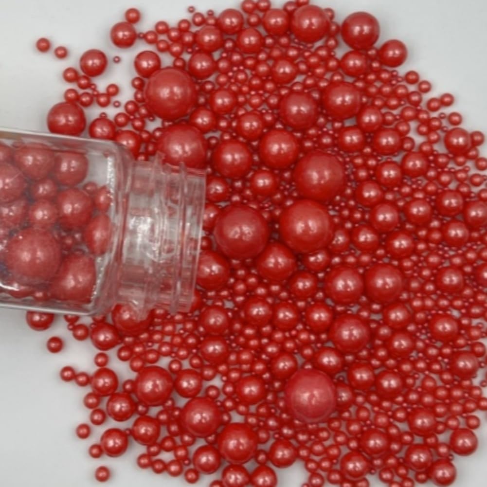 Edible Pearl Sugar Sprinkles Red Candy Mixing Size Baking Edible Cake Decorations Cupcake Toppers