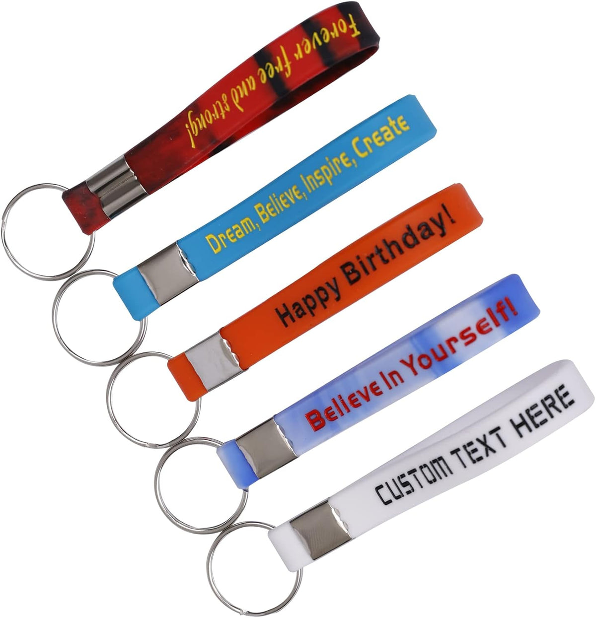 50 Custom Keychains Silicone Personalized Keyrings Customized Bulk for Events, Awareness
