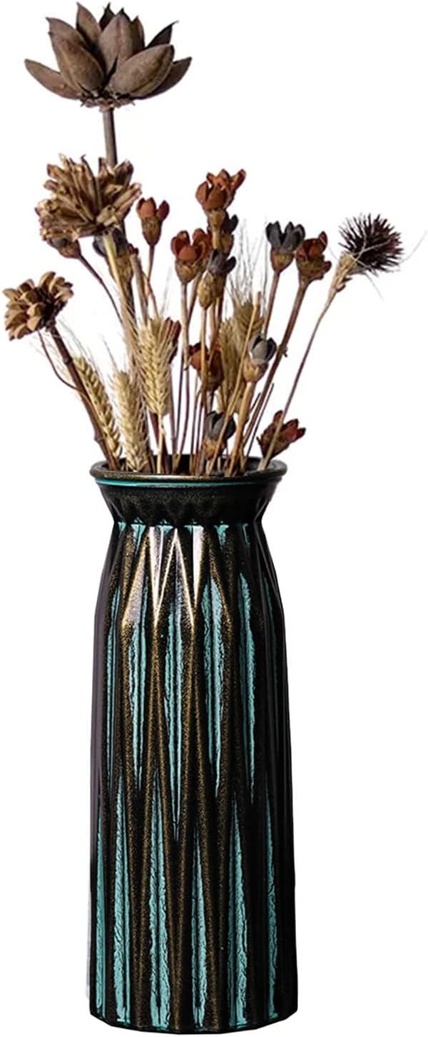 Bronze Antique Vase, 12 Inches Vintage Glass Vase Rustic European Unique Chic Style for Tabletop