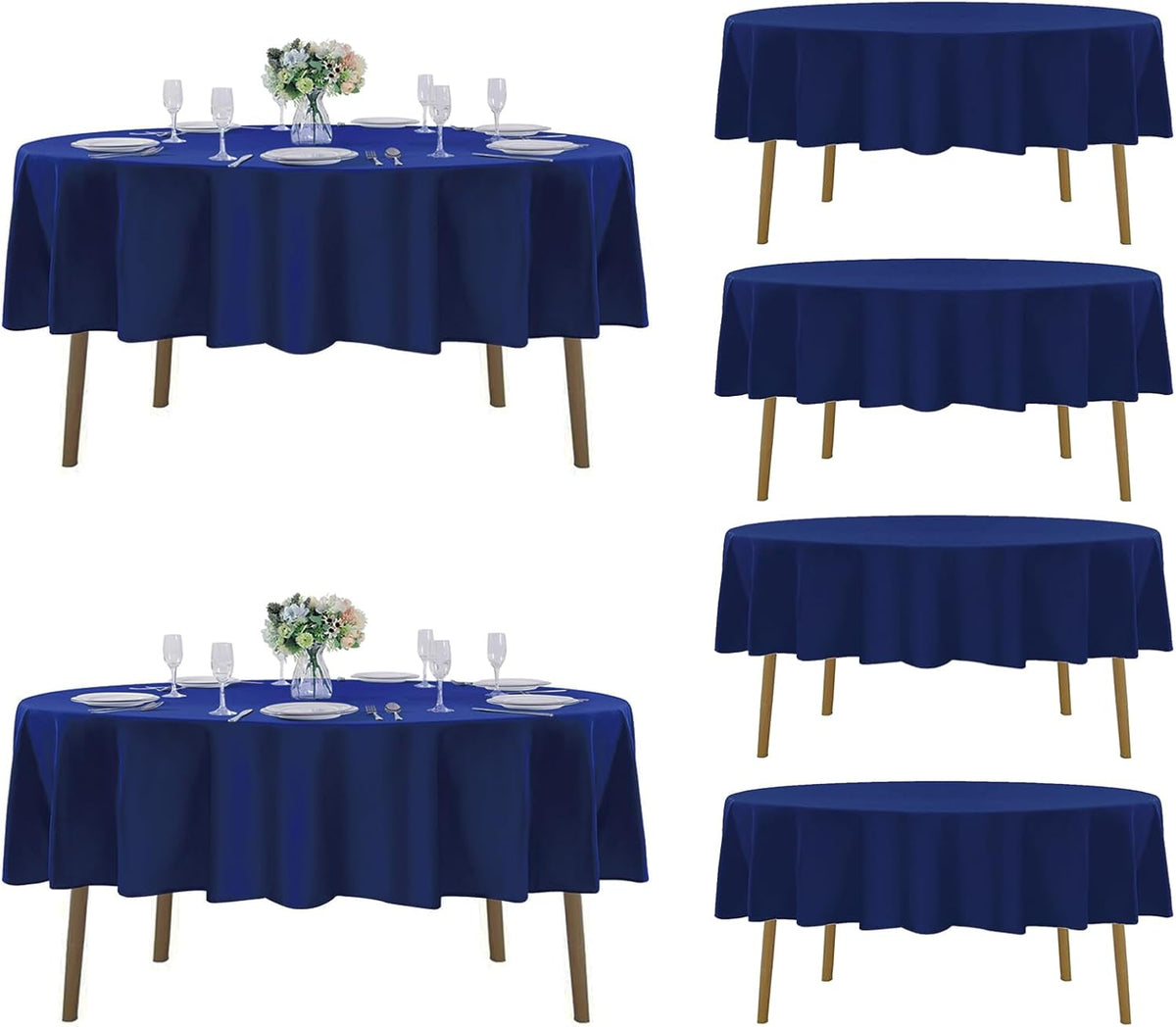 Fokitut 6 Pack Round Tablecloth, 70 Inch, Stain Resistant and Wrinkle Polyester Table Cloth, Fabric