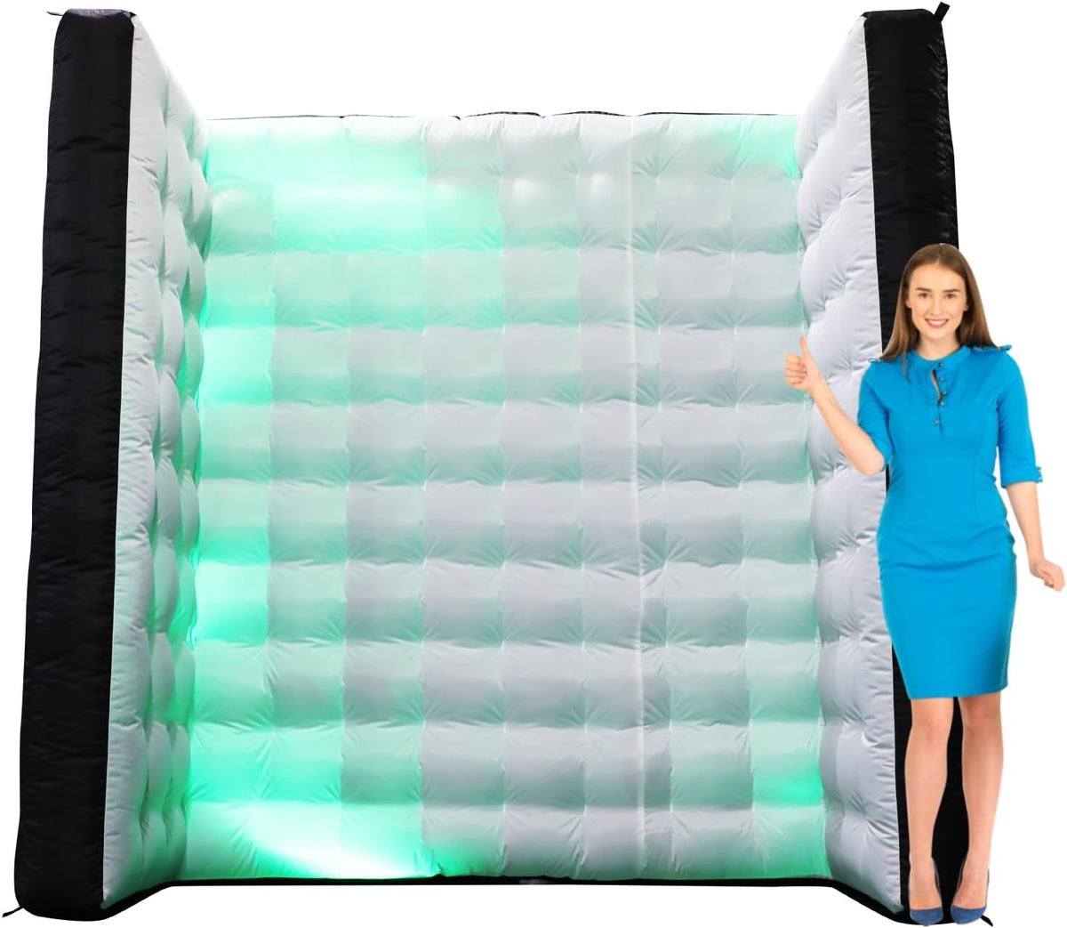 Black Inflatable Photo Booth Wall Background Straight Wall Background Party with Led Lights,Use in