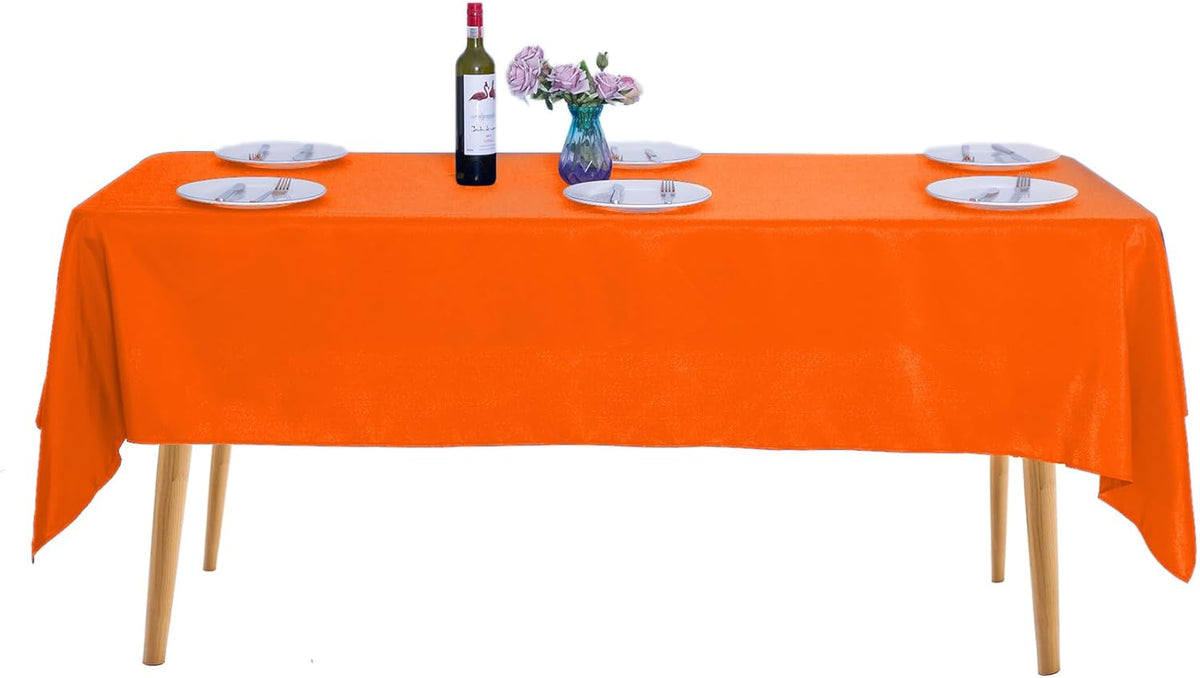 Ascoza 2pack 60x120 Inch Orange Rectangular Tablecloth 6 Feet Table Cloth in Polyester Fabric for