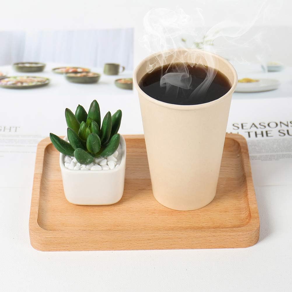 100 Count 12 oz Plant Fiber Disposable Light Brown Paper Coffee Cups, Perfect for Hot Drink, Hot