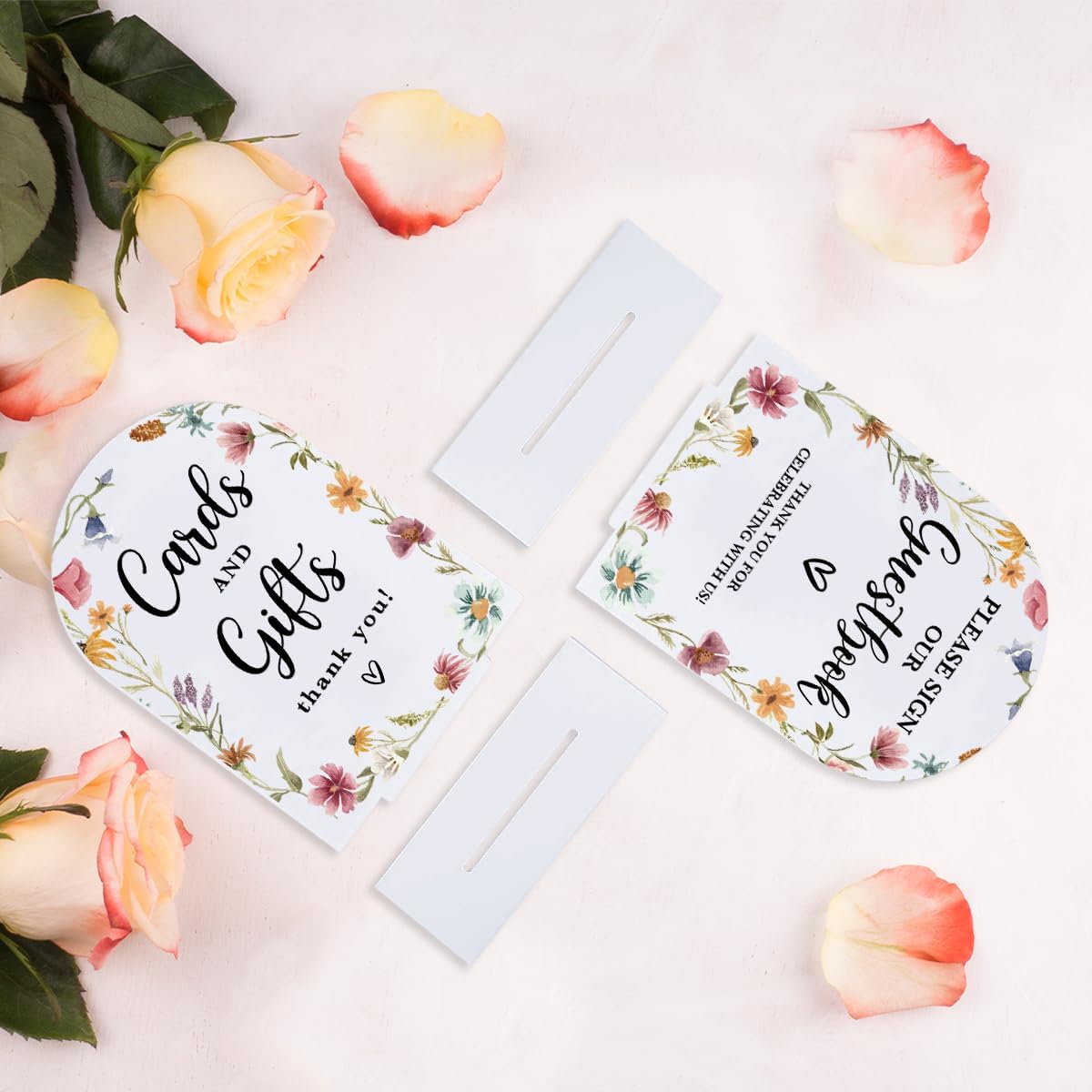 2 Pcs Acrylic Wedding Signs for Reception, Bridal Shower Decorations, Cards and Gifts Signs, Guest