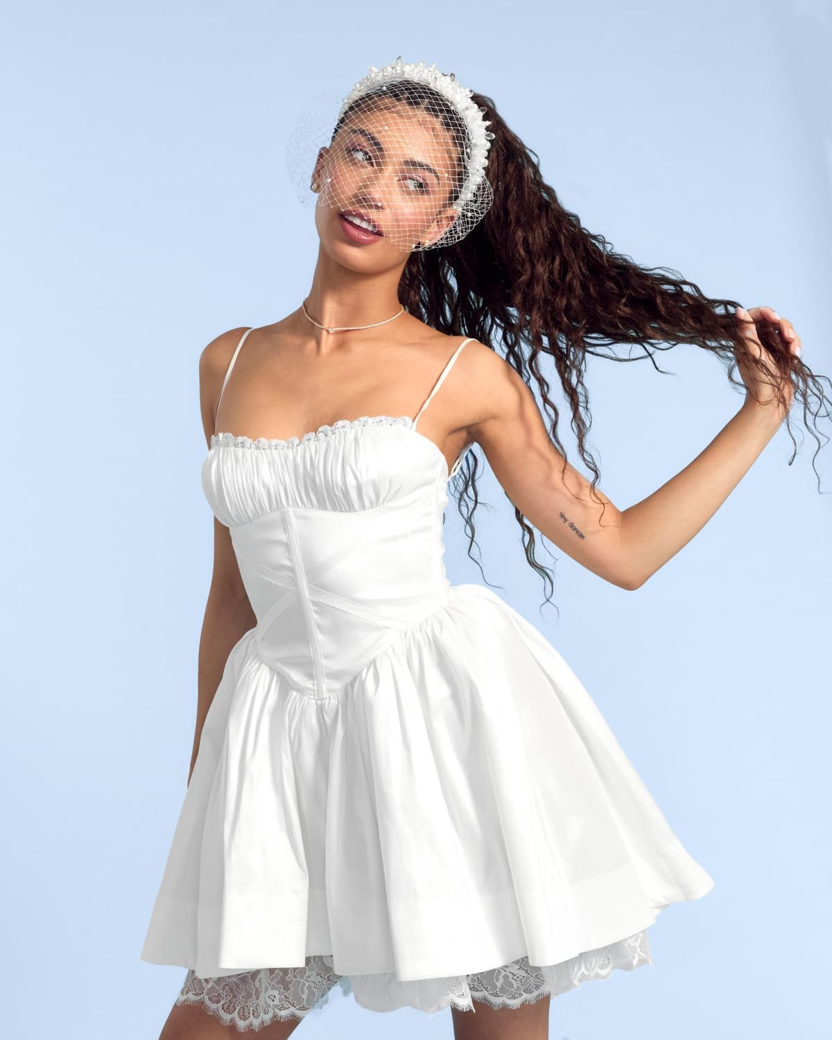 xo, Fetti Pearl Beaded Bridal Headband + Birdcage Veil | Bachelorette Party Hairpiece, Bridal