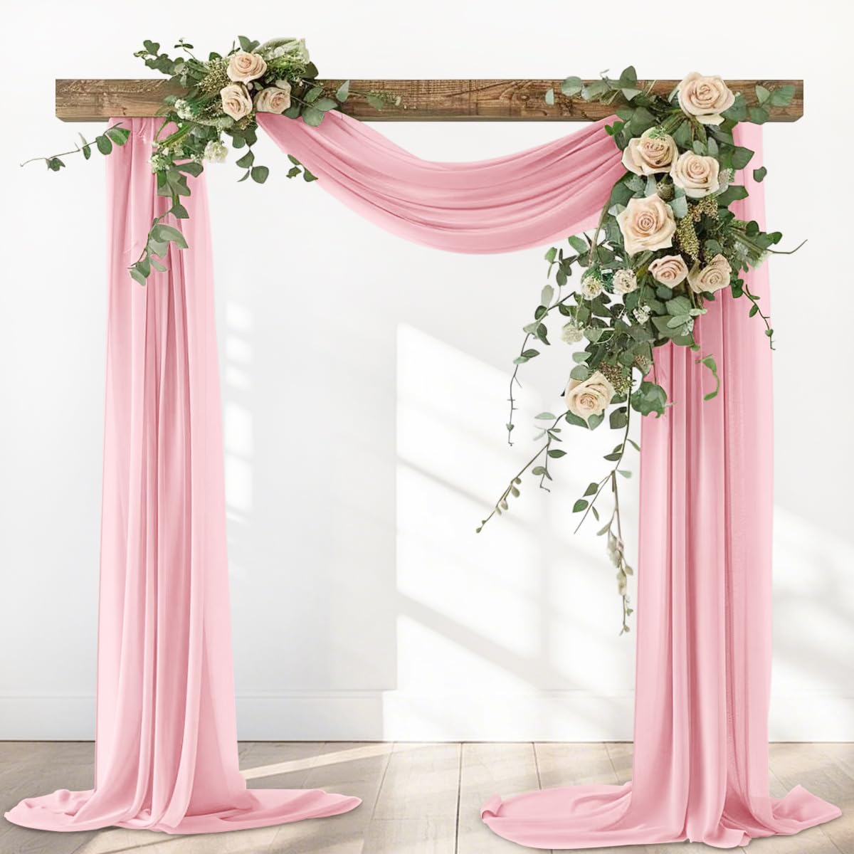 Dusty Rose Elegant Arch Draping Fabric Outdoor 1 Panel 29" × 20Ft Sheer Chiffon Curtain Drapes for