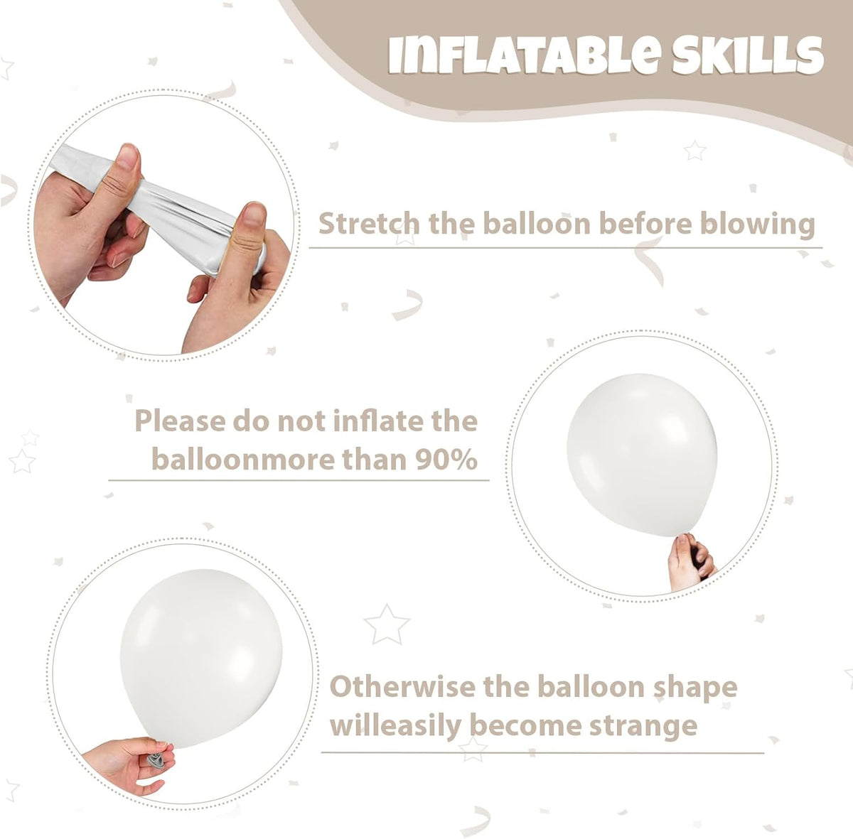 Beige White Pearl Balloons, 50PCS Nude Metallic Champagne Gold Cream White Double Stuffed Balloon