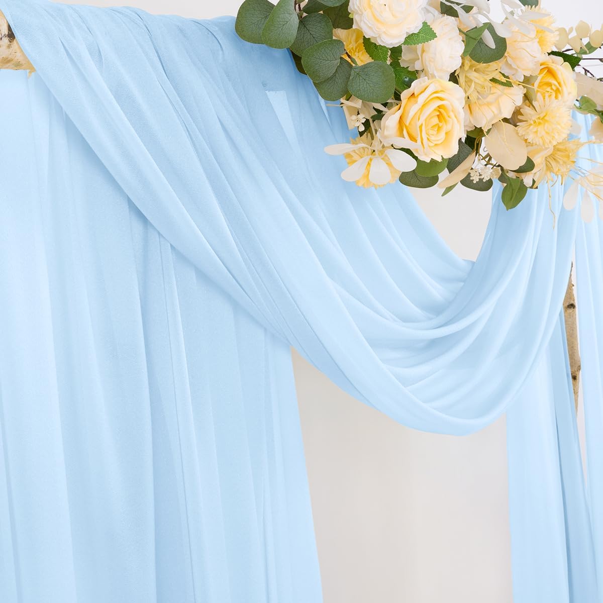Socomi Blue Sheer Wedding Arch Draping Fabric 29" x 20Ft 2 Panels Outdoor Curtain Drapes Extra Long