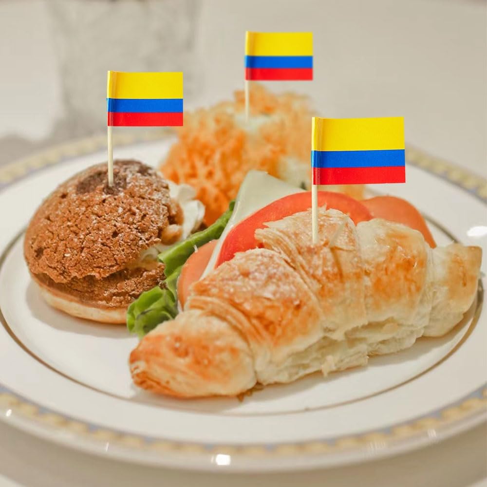 Colombia Flag Colombian Flag, Small Mini Colombia Toothpick Flags for Food, Cupcakes, Cocktails