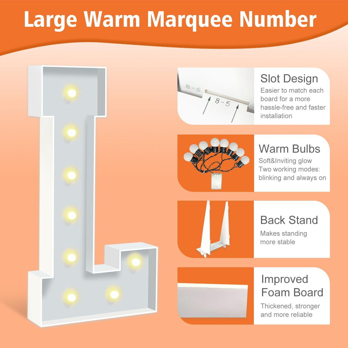 3FT Marquee Light Up Letters L, Marquee Letters for Birthday Baby Shower Wedding Decorations, Light