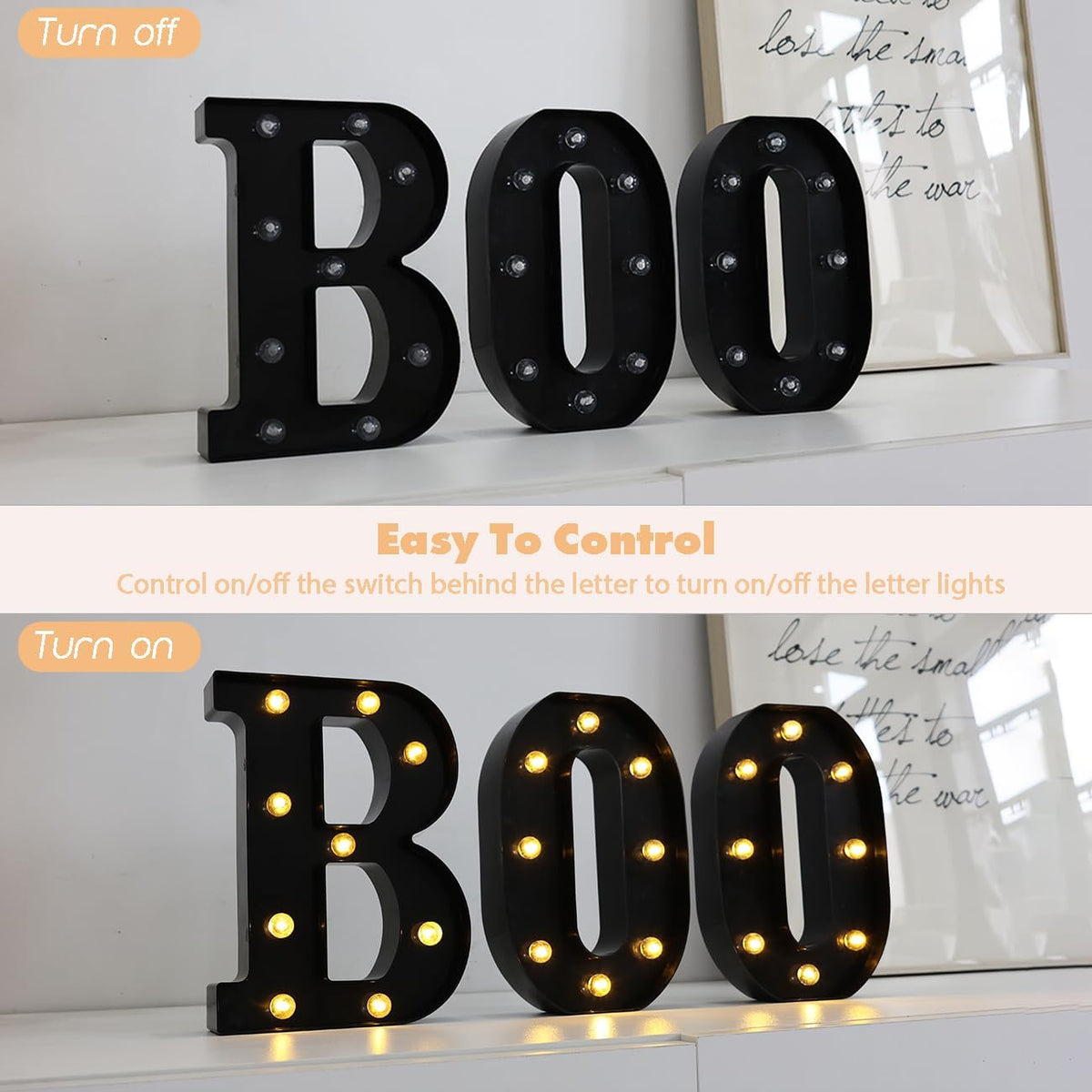 Led Marquee Letters, 8.58 Inch Black Light Up Letters, Small Led Letter Lights, Battery Powered